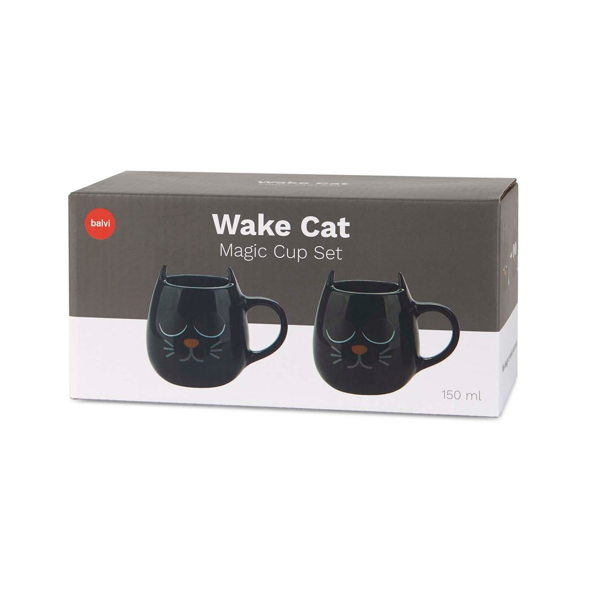 Kaffekoppar Wake cat x 2 svart keramik
