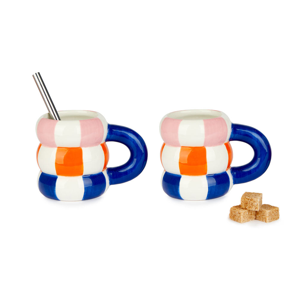 Set 2 Kaffekoppar i keramik Floats, blå