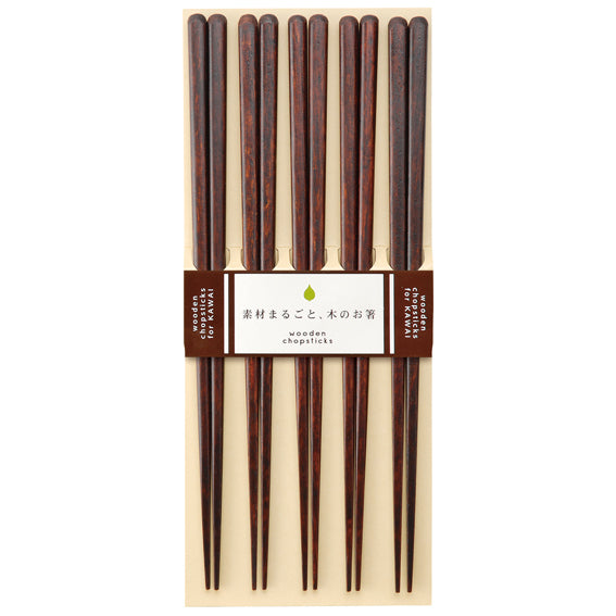 Kawai Ätpinnar Plain Wood Brun 5 par