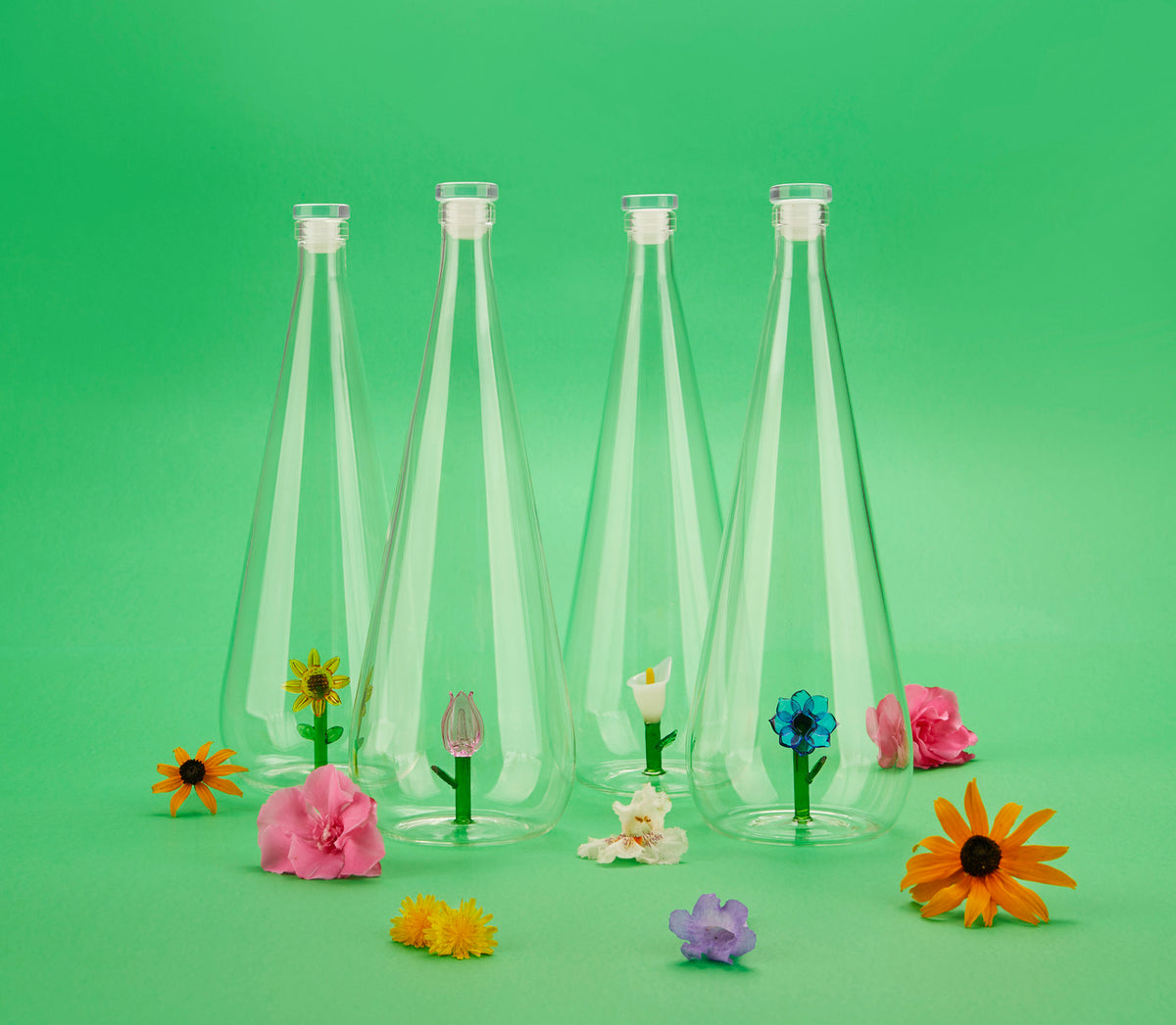 Flaska Botanical Solros 1,0l, Borosilikatglas