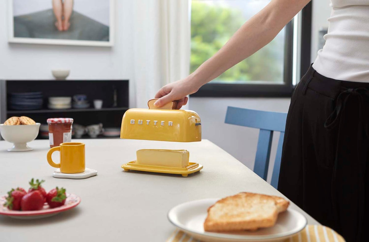 Smörbehållare med lock Toasty,  Gul