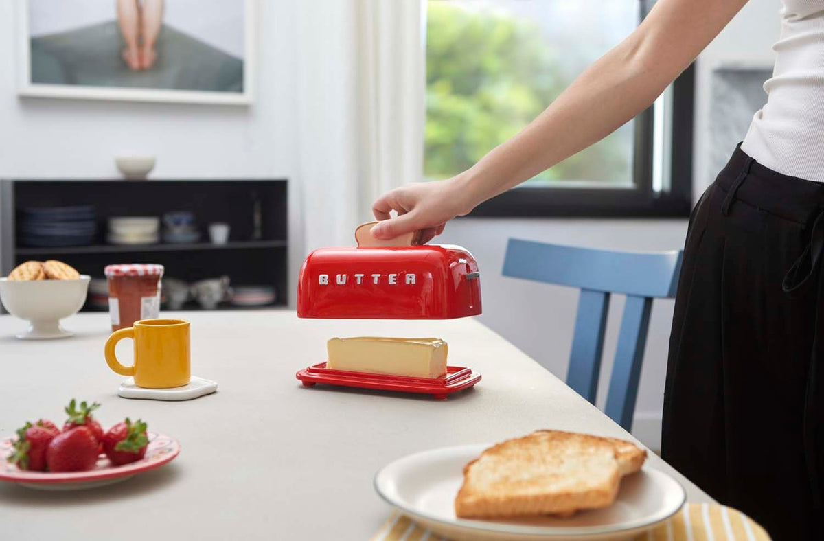 Smörbehållare med lock Toasty,  Röd