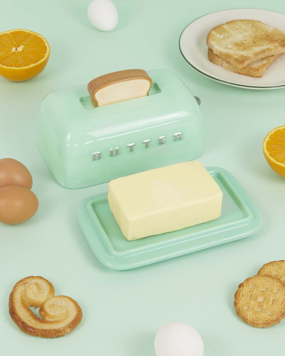 Smörbehållare med lock Toasty,  Grön