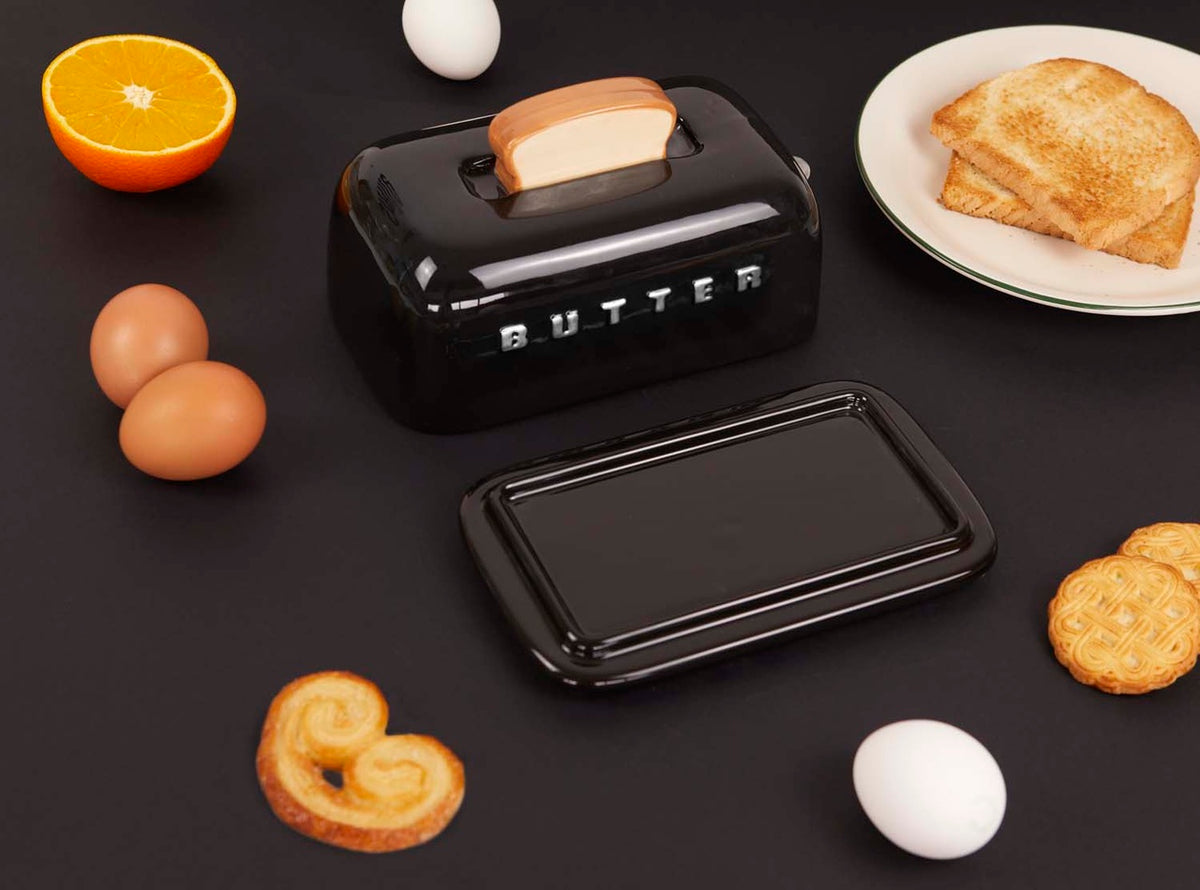 Smörbehållare med lock Toasty,  Svart