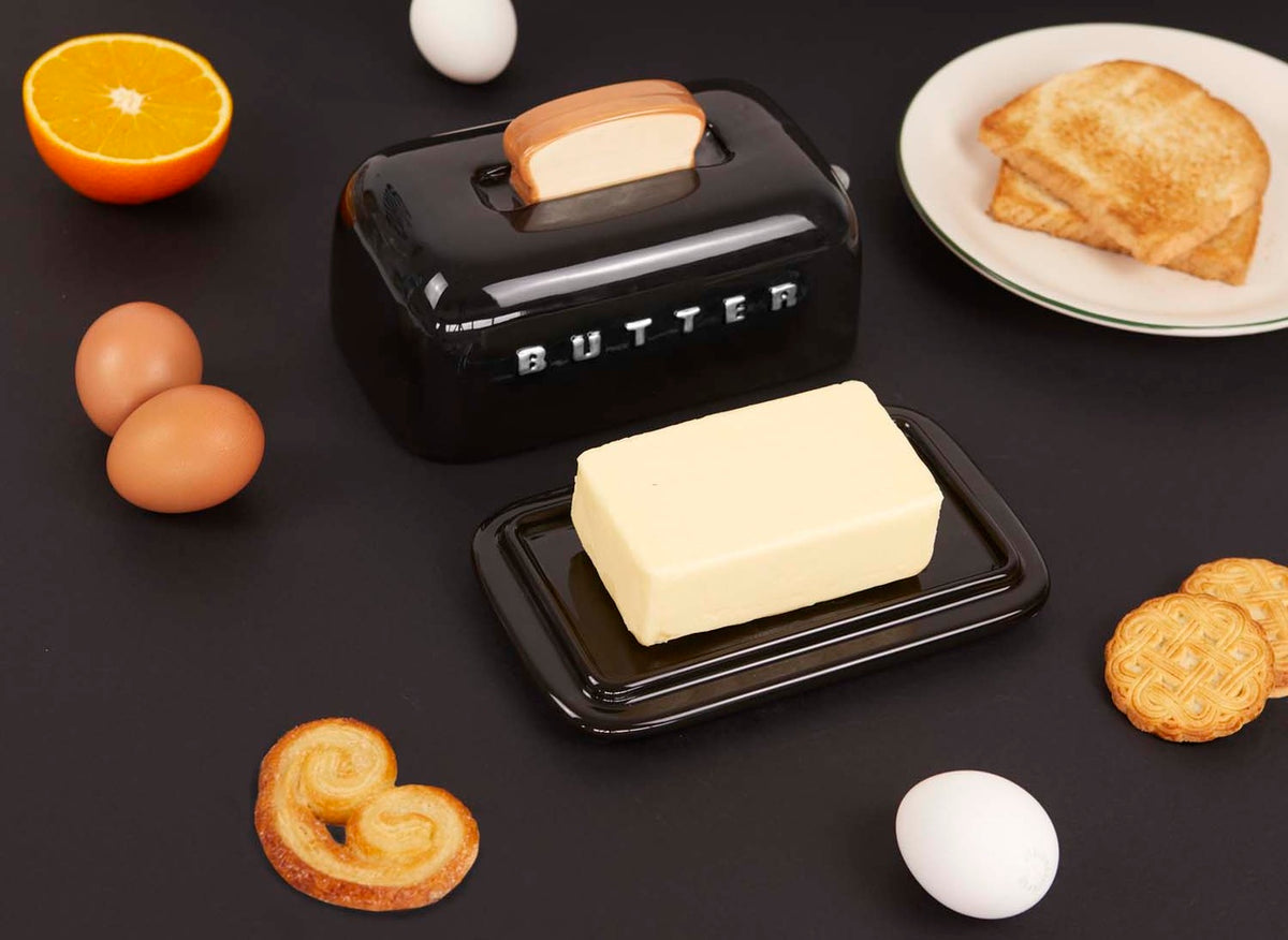 Smörbehållare med lock Toasty,  Svart