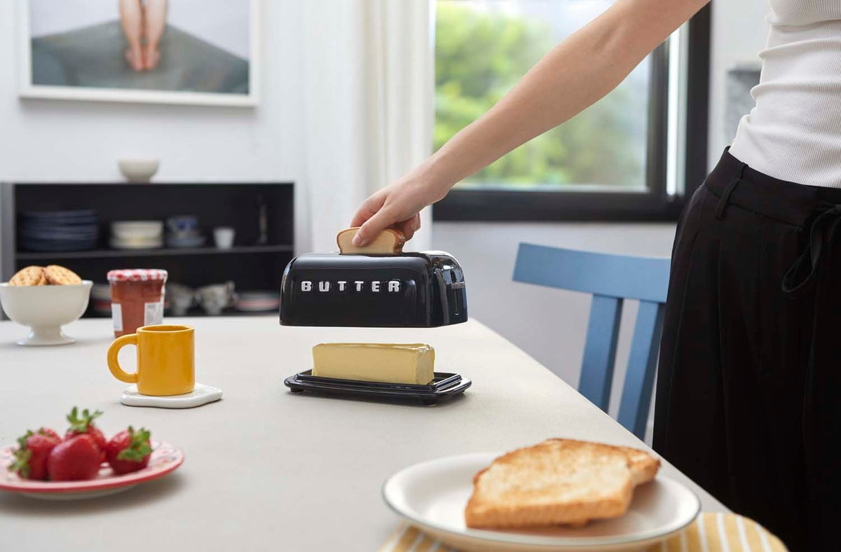 Smörbehållare med lock Toasty,  Svart