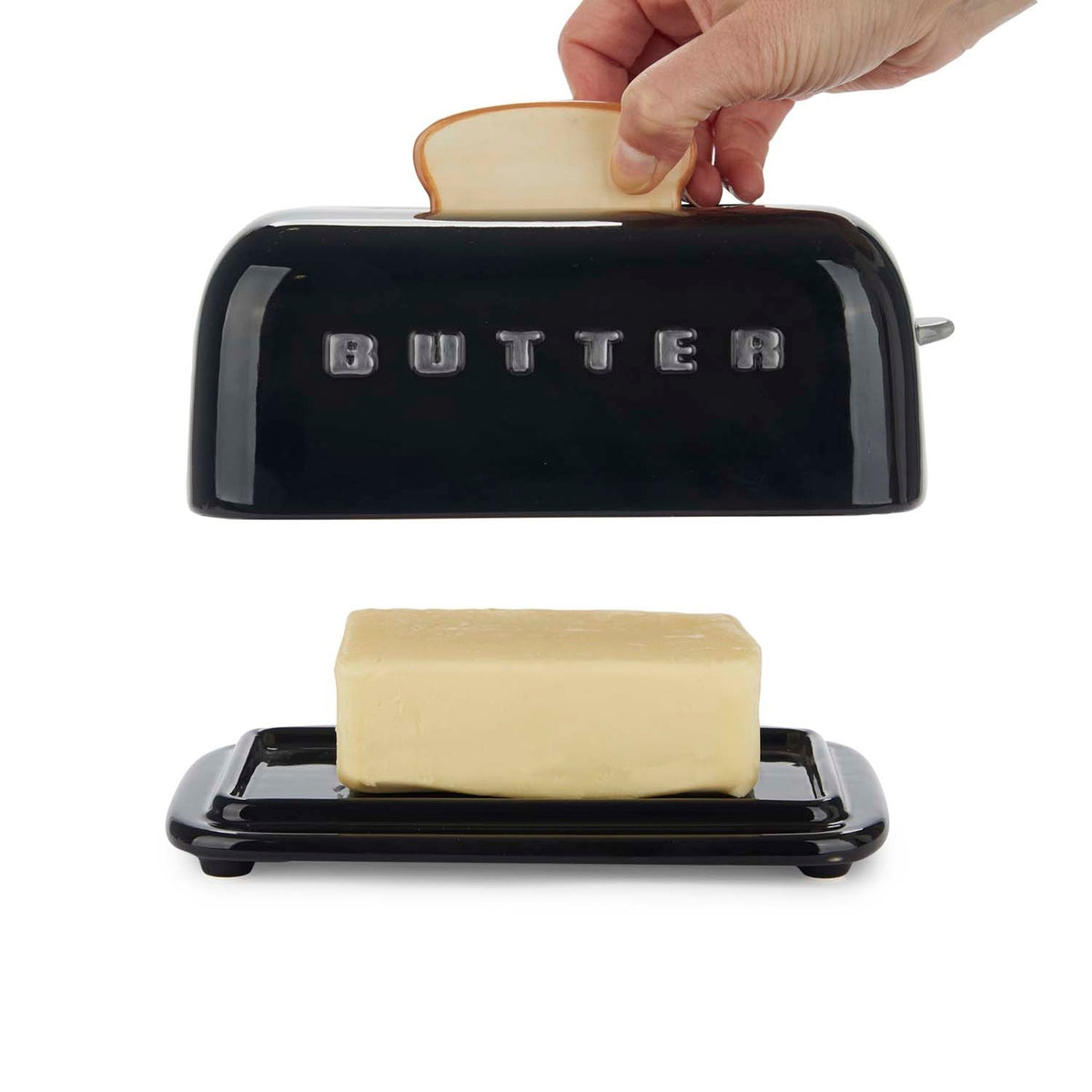 Smörbehållare med lock Toasty,  Svart