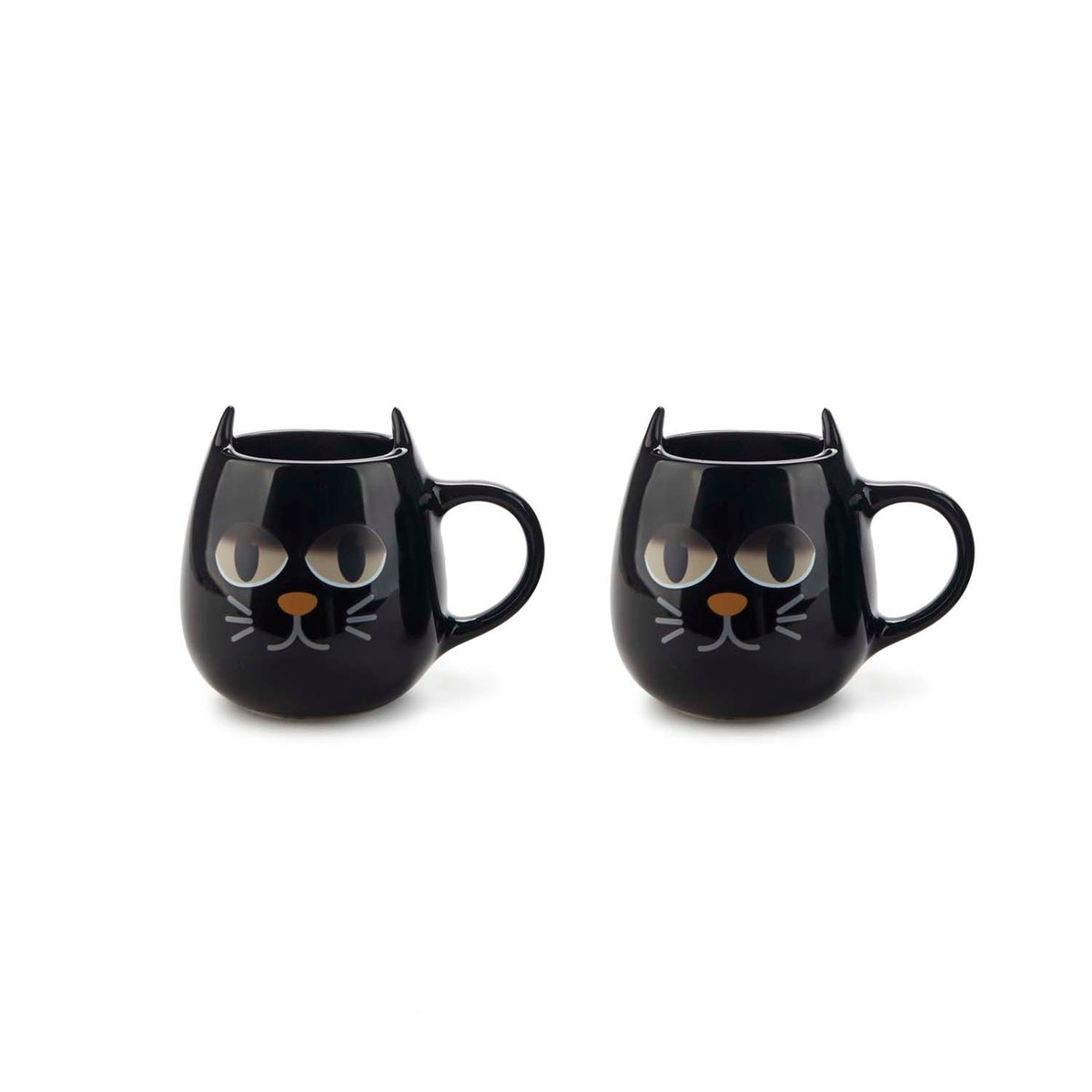 Kaffekoppar Wake cat  x 2 svart keramik
