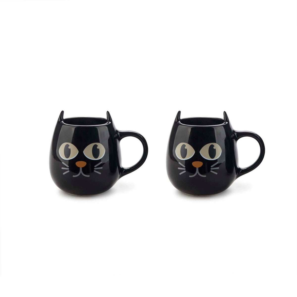 Kaffekoppar Wake cat  x 2 svart keramik