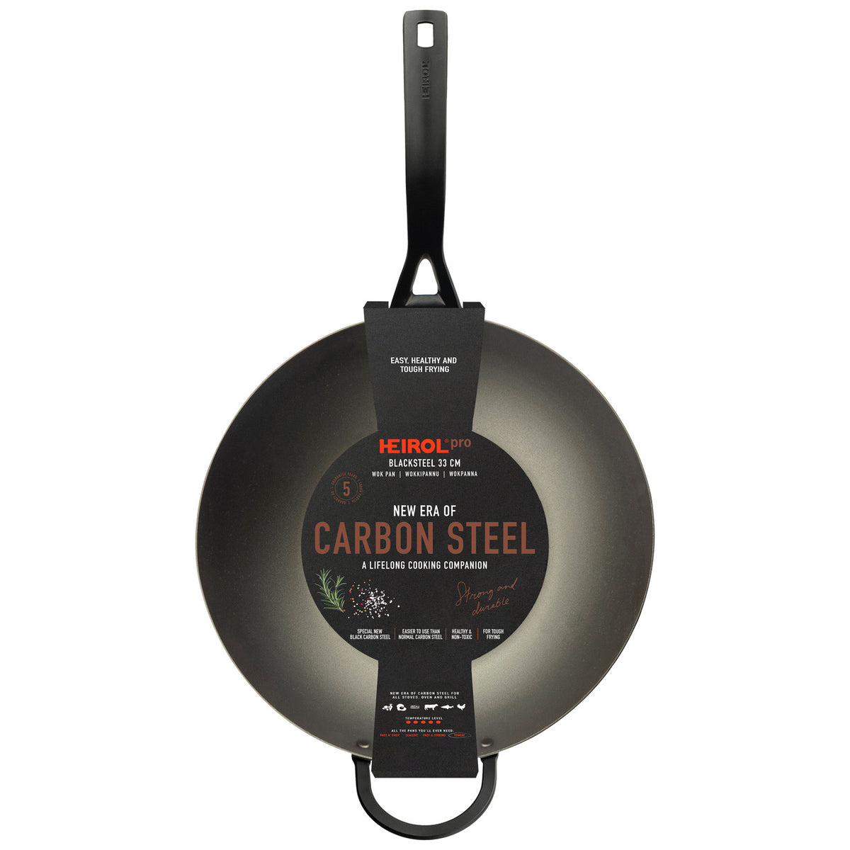 Heirol Wokpanna Kolstål Blacksteel 33 cm