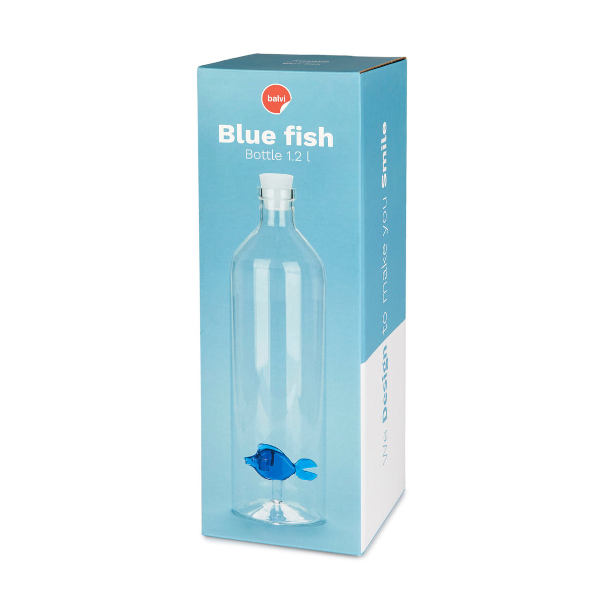 Flaska Atlantis, Blå Fisk 1,2l, Borosilikatglas
