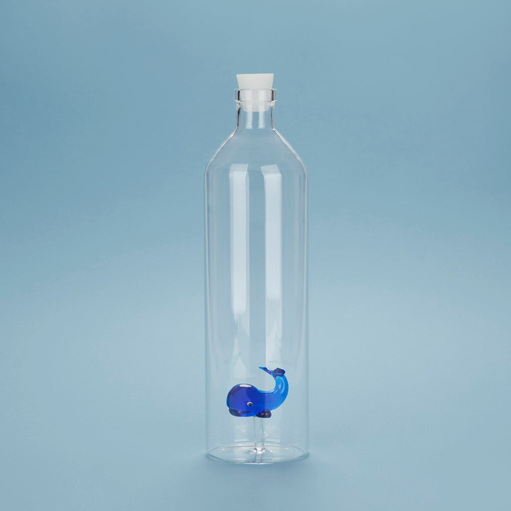 Flaska Atlantis, Blå Val, 1,2l, Borosilikatglas