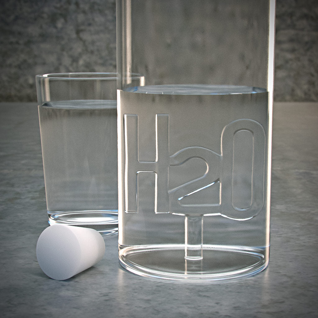 Flaska H2O, 1,2l, Borosilikatglas