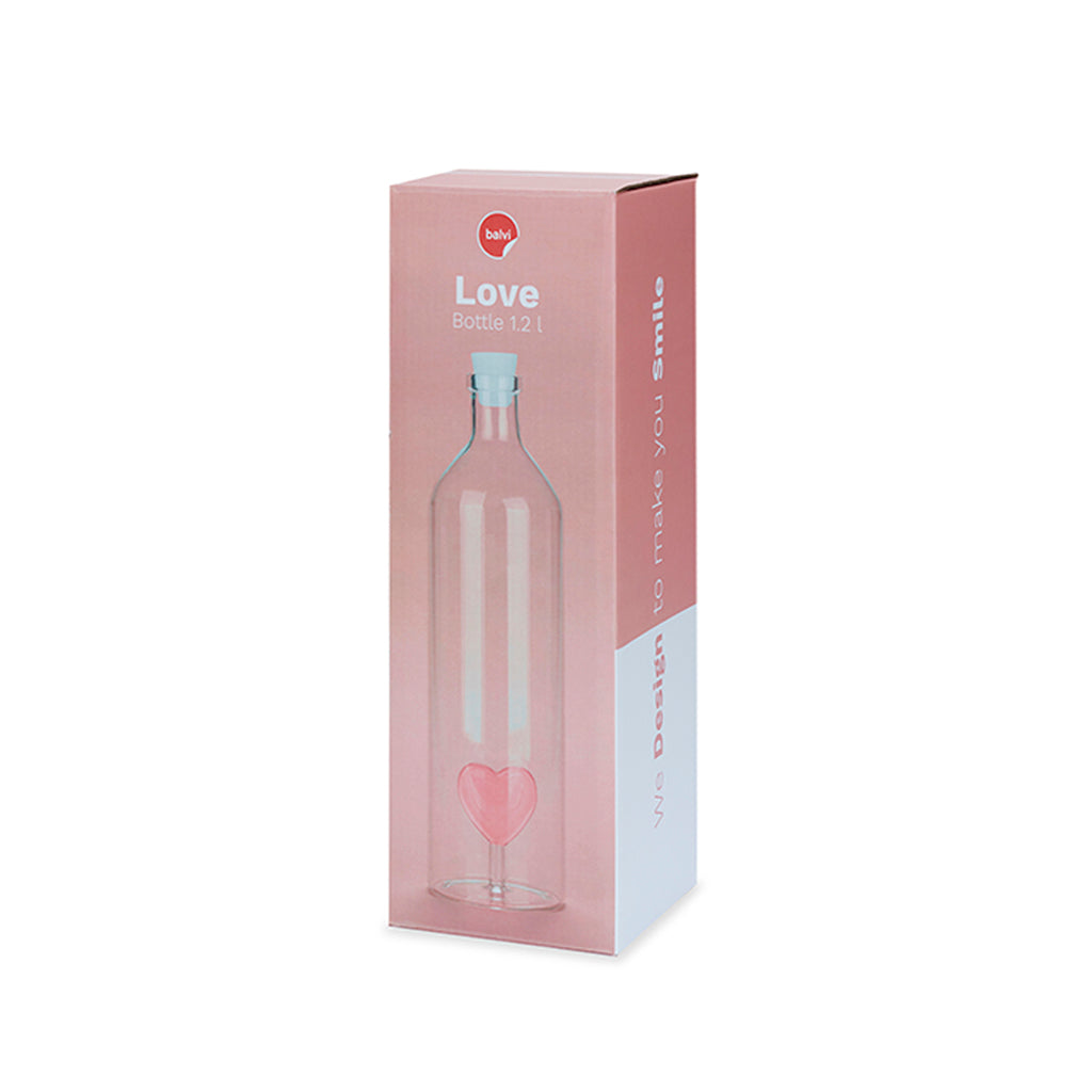 Flaska Love Rosa, 1,2l, Borosilikatglas