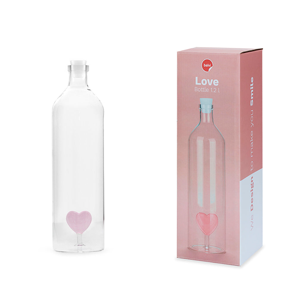Flaska Love Rosa, 1,2l, Borosilikatglas