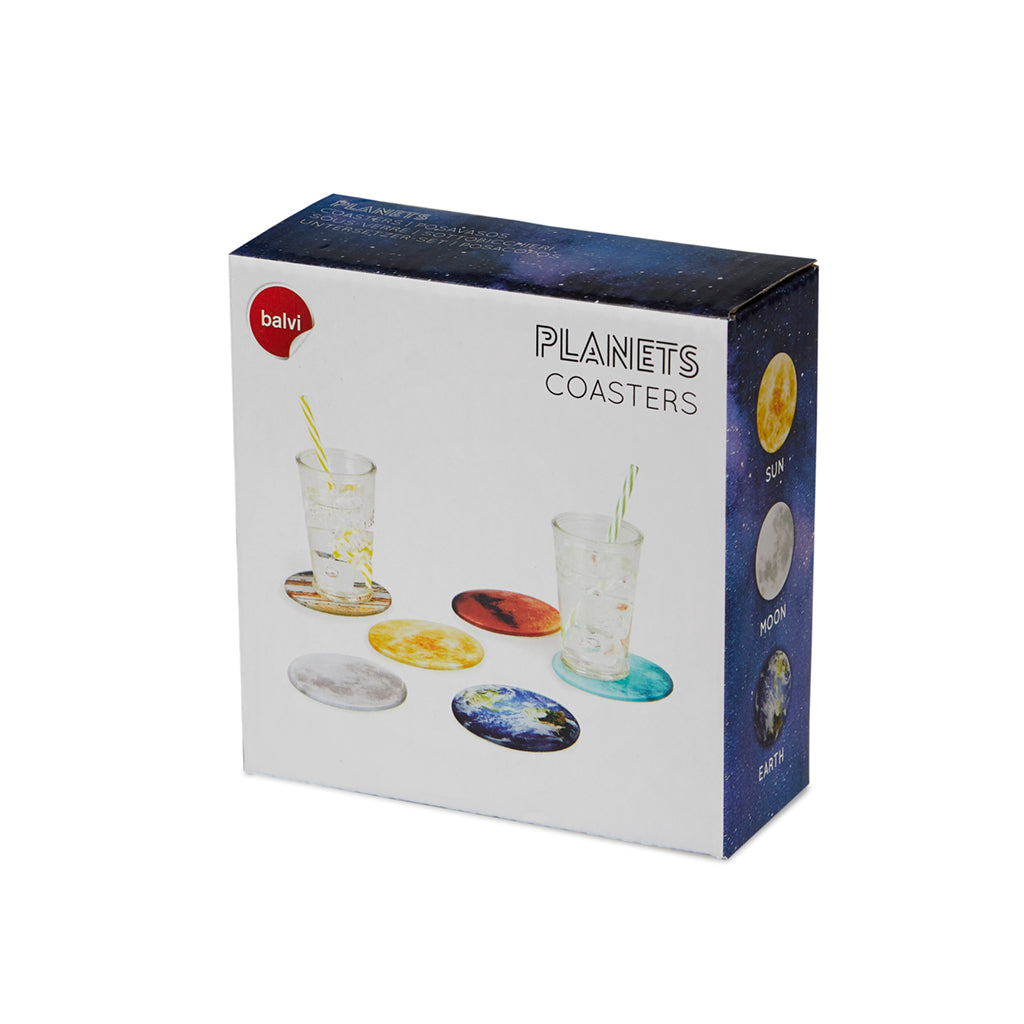 Glasunderlägg Planeter, set om 6