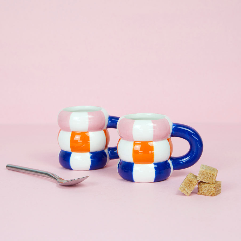 Set 2 Kaffekoppar i keramik Floats, blå
