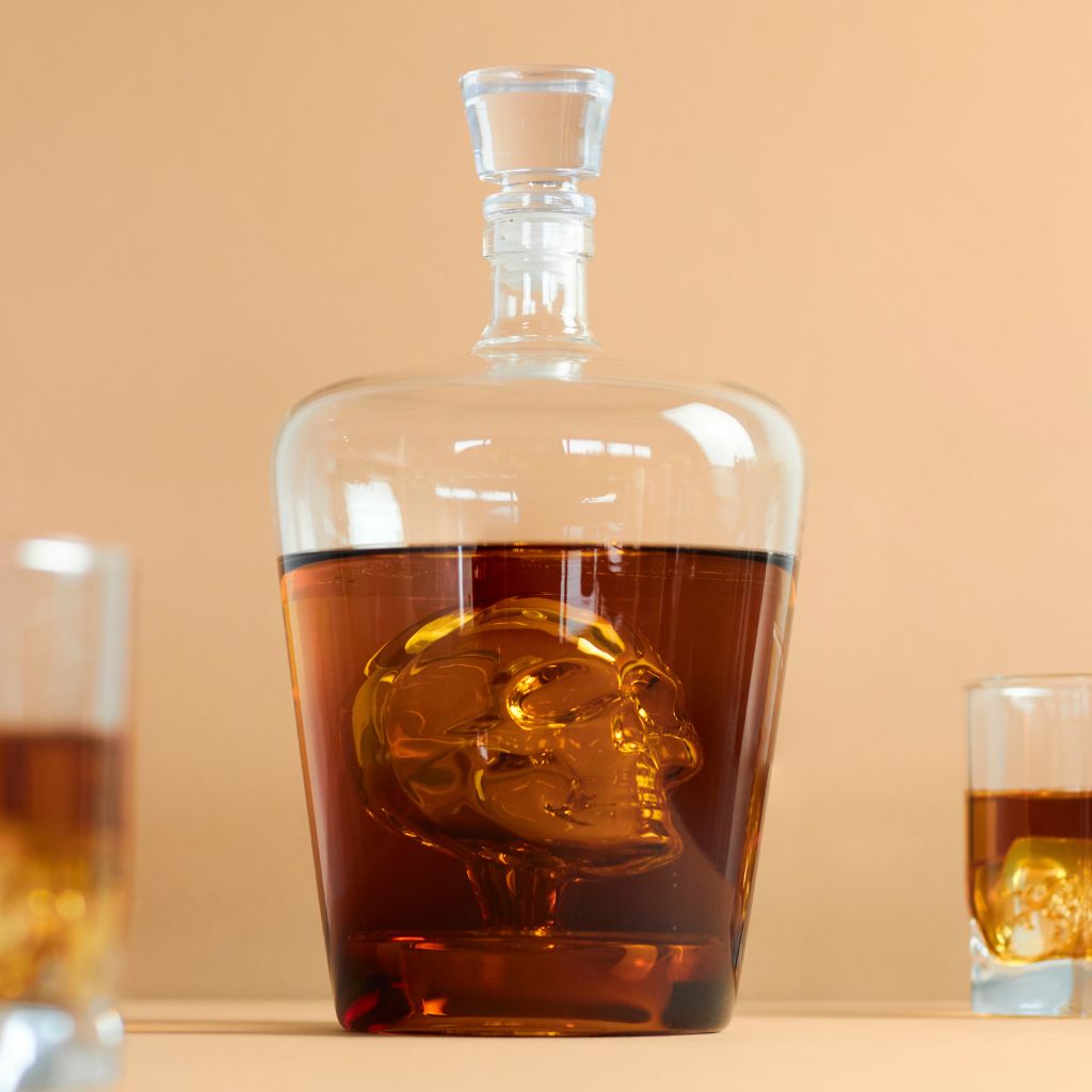 Decanter i glas Dödskalle, 1l